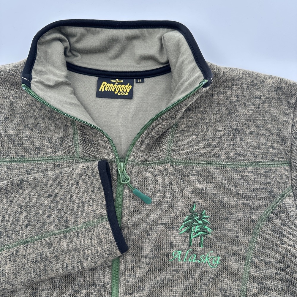 Renegade Club VTG Hunter Green Fleece Alaska‎ Full Zip Up Jacket Mens Size M